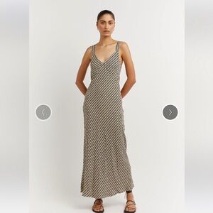 DISSH Marlow Beige Geo Print Slip Midi Dress Women's Size 6